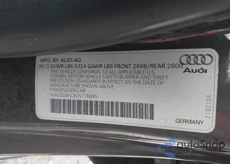 2012 Audi A7 Premium from USA, damaged, VIN WAU2GAFC3CN176895